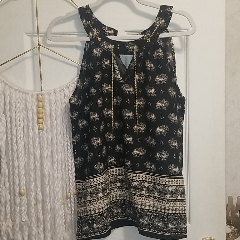 NWT Elephant Printed Sleeveless Blouse